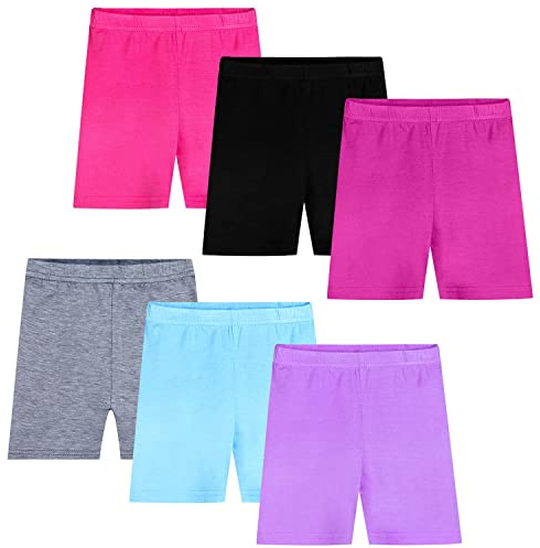 Auranso Lot de 6 Short Filles Enfants Cycliste Leggings Sport Courts pour Filles 2-10 Ans Multicolore B 4-5 Ans