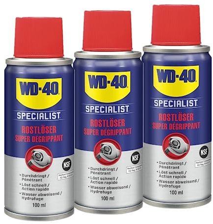 WD-40 Specialist Rostlöser 3x100 ml – Kriechöl mit Tiefenwirkung für festsitzende Schrauben und Metallteile, löst Rost in Sekunden, verdrängt Feuchtigkeit, hinterlässt langanhaltenden Korrosionsschutz