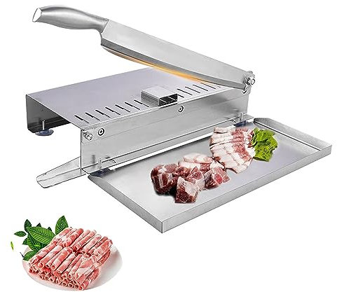 ilbcavne Manuell Fleischschneidemaschine Hammelfleisch GemüSe Obst Fleischschneider Wurstschneider Brotschneidemaschine Edelstahl(Size:Large)