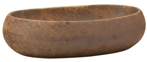 vidaXL Lavabo sobre Encimera Ovalado, Lavamanos de Tocador, Lavabo de Fregadero, Lavamanos sobre Encimera para Baño Aseo, Cerámica Marrón