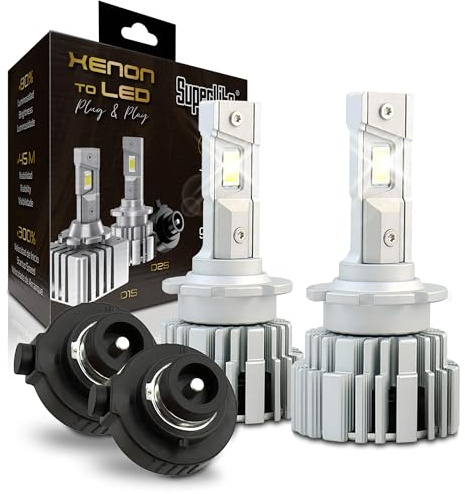 Superlite Kit de Lámparas Conversión Xenón to LED D2S Plug & Play Gold Series 6000K / 18000 Lumens / 12-24V / 45W Para Coche y Camión