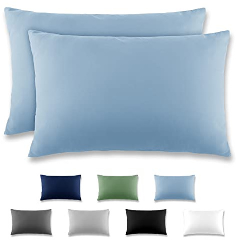 REDKEY Funda Almohada- Juego de 2 Fundas Almohadas 50x80 cm, con Solapa (sin Cremallera), Transpirable Suave Antiarrugas de Microfibra - Azul Claro