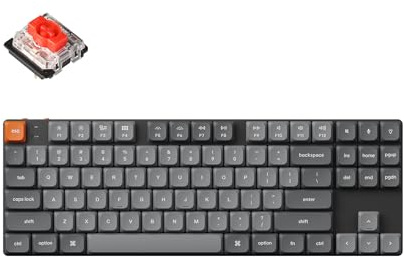 Keychron K1 Max Ultra-Slim QMK/VIA Bluetooth Wireless/USB Wired Custom Mechanische Tastatur, 2.4 GHz, Gaming-Tastatur mit TKL-Layout, Weiß-LED und Low-Profile Gateron Red Switch
