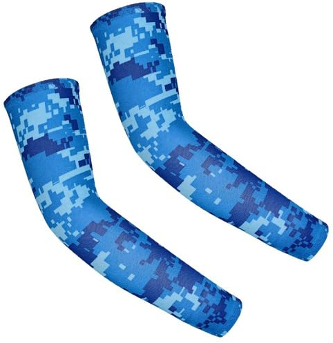 Whakano 1 paire de manchettes pour enfants, protection UV, protection solaire, respirantes, pour garçons et filles, cyclisme, course, baseball, sports de plein air, bleu, taille S, 4 à 6 ans