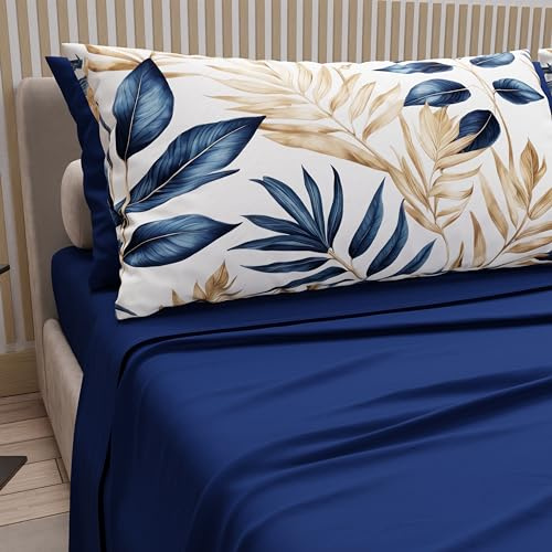 PETTI Artigiani Italiani - Bettwäsche aus Baumwolle mit Kissenbezügen mit Digitaldruck, Bettwäsche für Doppelbett, Sharm, 100% Made in Italy