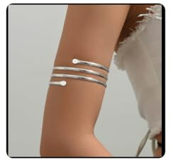 Cubahop Upper Arm Cuff Hollow Multi-layer Crossing Arm Bracelet Adjustable Opening Arm Band Minimalist Style Armlets Body Chain for Women (Silver)