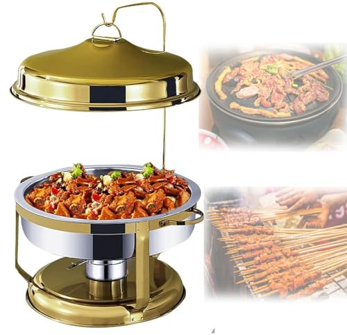 4.5L/9L Stainless Steel Chafing Dish, Chafing Dish Buffet Set With Hanging Cover, Catering Buffet Warming Container Set Includes Food Pan, Water Pan, Fuel Stove, for Restaurant, Wedding