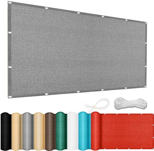 Sonnensegel, 75 x 400 cm, 98 % UV-Block, wetterbeständig, langlebig, perfekte Beschattung für Carport, Terrasse, Garten, Hellgrau, quadratisch, Sonnenschutz, Abdecknetz