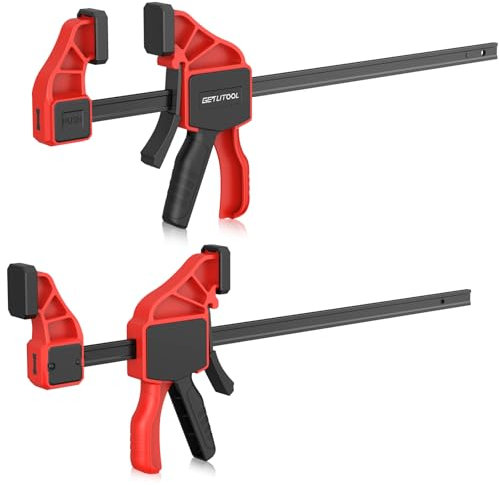 GETLITOOL Einhandzwingen 2tlg. Profi Schraubzwingen 75kg Spannkraft, Spannweite 310 mm, Dehnbereich 130-435 mm 2 in 1 Spanner zum Spannen Dehnen für präzises Fixieren von Holz Möbel mit einer Hand
