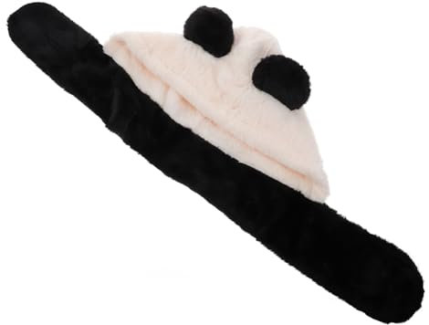 GAROZATION Damen Plüsch Panda Mütze Mit Kreuzschal Kuschelig Warm Ohrenschutz Wintermütze Für Frauen Mädchen Modisches Tierisches Beanie Für Halloween Party Und Alltag