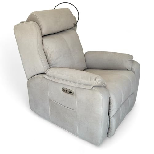 Genérico Sillon Relax Reclinable Eléctrico, Gravedad Cero | con Cabezal Eléctrico, Desenfundable, Espuma Suave, Puerto USB | Madera de Pino | para el Salon | Silla Sofa | Sillones Modernos | Beige