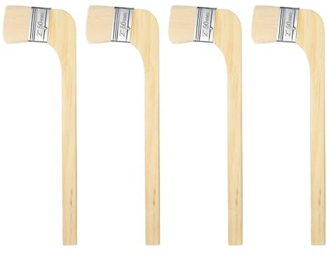 sourcing map Paint Brush 4Pcs 2 Brush Width Soft Wool Variety Angled Bend Brushes Radiator Paint Brush for Painting Furniture Walls Treatment, White