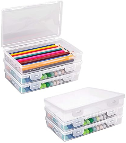 ZHYUAN 6-pack stapelbar förvaringslåda för pennor och kulspetspennor med lock
