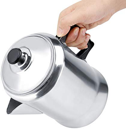 RockVOQRN Aluminum Alloy Coffee Maker Pot Percolator Tea Kettle Stove Top with Lid Classic Durable Milk Tea Ergonomic Design Induction Cooker