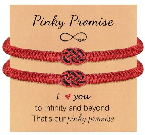 Handgemachtes Armband, Tibetisches Armband, Glücksknoten-Design, Verstellbare Größe, Für Männer und Frauen, Festliches Geschenk, Farbe: Rot/Schwarz, 2 Stück