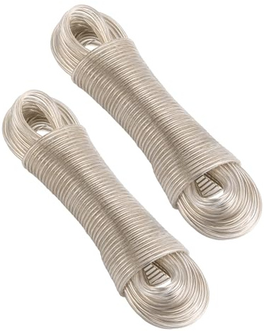 JEUIHAU Wäscheleine mit Stahlkern, 30 m, robust, rostfrei und wasserdicht, für draußen, Garten, Camping, 2 Stück