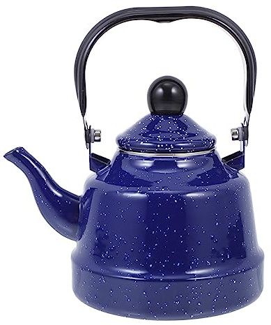 HEALEEP Théière Émaillée Bleu 1,1l Filtre, Facile à Remplir Utiliser, Forme Simple et Généreuse, Maison Restaurant