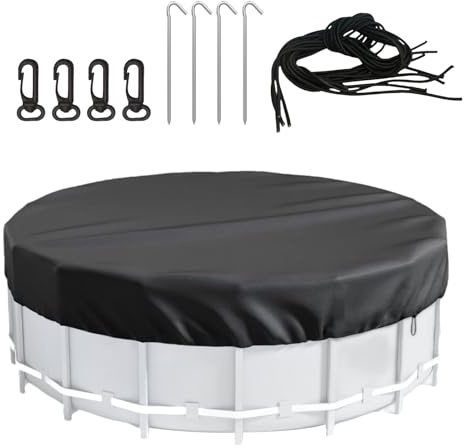 Aboves Ground Pool Cover, Kit For 13pcs - 420D Waterproof Silver Coated Oxford Cloth, 10ft Swimming Pool Cover, Heavy Duty Tear Resistant, Accessories To Increase Stability