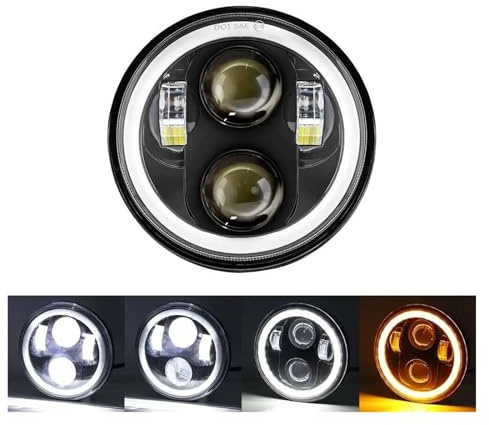 Faro Moto 1 Faro Anteriore A LED Da 5,75 Pollici Per Moto Sportster 1200 883 Per Street 500 750 5-3/4 Proiettore LED Halo Angel Eyes Faro Fanale Anteriore