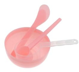 Set di 4 ciotole per mescolare maschere facciali, in plastica, morbide, pennelli da trucco, spatola, strumenti fai da te per la cura della pelle (rosa)