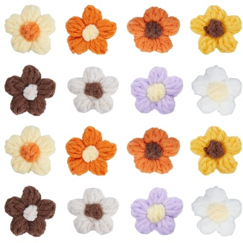 CABODYALS 48 Stück 8 Farben Gehäkelte Blumen Niedlich Handgewebt Aus Weicher Baumwolle Retro Stil Handgefertigt Gestrickt Ideal Für Geburtstags Weihnachts Und Geschenkartikel Heimtextilien Kleidung De