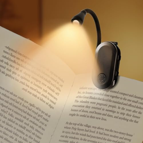 elzle Leselampe Buch Klemme USB-C Wiederaufladbare Buchlampe | mit 3 Farbtemperatur Modi (Weiß/Warm/Natur), 360° flexibler Schwanenhals LED Leselicht, für Lesen, Arbeit, und Reisen