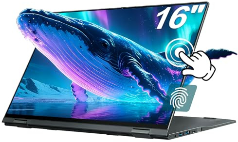 jumper 16 Zoll Laptop, IPS FHD Touchscreen Laptop, 16GB DDR5 640GB Storage, N95 CPU, 4-Core, Fingerabdruckleser, Tastatur mit Hintergrundbeleuchtung, BT5.2, WiFi 6, 53.2WH, für Studenten Business