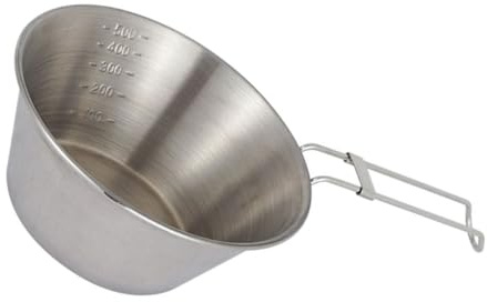 TOYANDONA Bol de Camping Pliable en Acier Inoxydable 304 550ml avec Poignée pour Barbecue et Plein Air, Bol Portable Résistant la Corrosion pour Campement Cuisine Extérieure