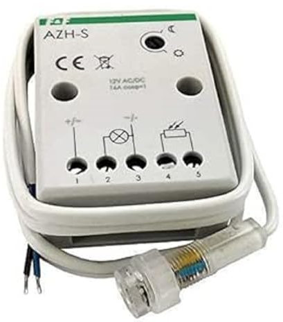 F&F Interruttore crepuscolare con sensore LDR, sonda ermetica Ø10, 12 V 16 A, funzionamento automatico, bianco ultra