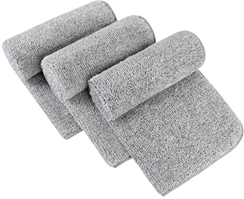 SINLAND Serviette en Microfibre pour Salle de Bain Super Soft Chiffon démaquillant Gant de Toilette pour Home Spa Sport Chiffon de Nettoyage Visage 40cm x 80cm Pack de 3 Gris Clair