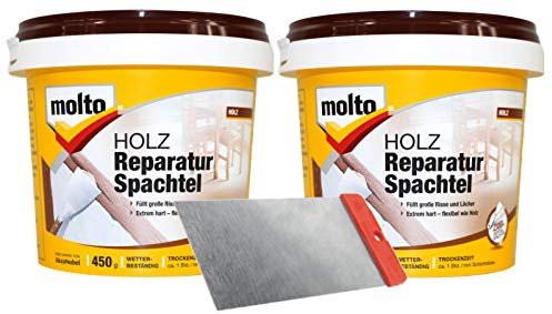 Molto Holz Reparatur Spachtel 2x 0,450kg Holzspachtel innen außen Set