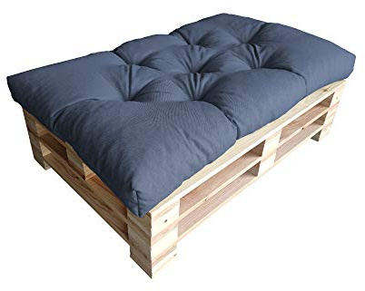 chilly pilley Palettenauflage Schaumflocken palettenkissen Palettenpolster Palettenmöbel Palettensofa Rückenlehne Sitzkissen Seitenkissen Set (Sitzkissen 120 x 50 Blau)