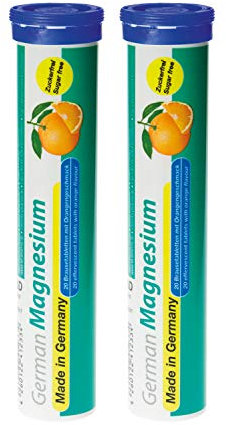 Magnesium 200 mg - 2 x 20 effervescent Tablets - Orange Flavor - T&D Pharma German Magnesium - Made in Germany