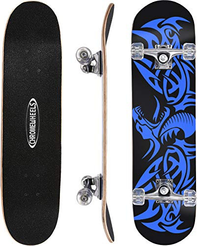 ChromeWheels 79 cm skateboard dubbel spark skateboard cruiser longboard 8 lager lönndäck skateboards för barn och nybörjare