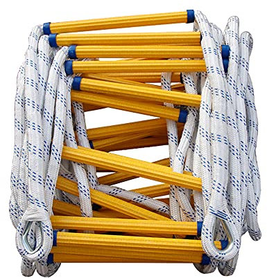 LINGOSHUN Strickleiter Feuerleiter,Haushaltsharz-Feuerfeste Rettungsleiter,Rutschfeste und VerschleißFeste Sicherheitsseilleiter/Spacing:40cm / 3M