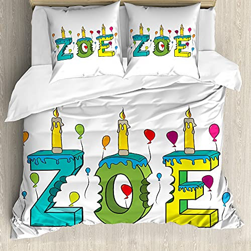 ABAKUHAUS Zoe Bettbezug Set für Einzelbetten, Bunte Geburtstagskerzen, Milbensicher Allergiker geeignet mit Kissenbezug, 155 cm x 200 cm - 80 x 80 cm, Mehrfarbig
