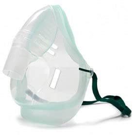 O2 Med Aerosoltherapie Maske mit gebogener Nasenhaltung und weicher Versiegelung für Erwachsene (6 Jahre), Transparent, Wegwerfbar, 1 Stück