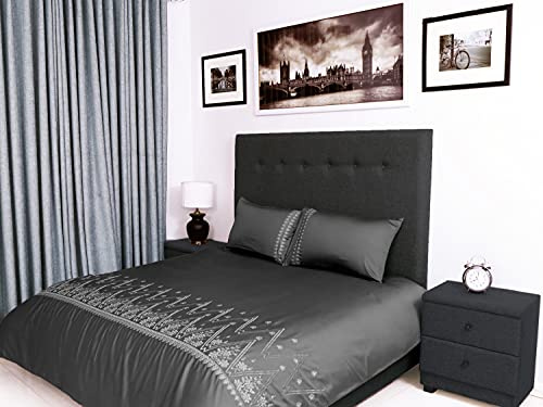 Bed Thread King Duvet Covers Set – 100% Egyptian Cotton Duvet Set - 400 Thread Count Bedding Quilt Cover Set with Pillow cases, Embroidered Majestic Viscose