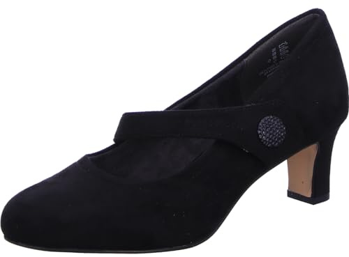 Jana Dam Softline 8-22473-41 bekväm multibredd bekväm sko justerbar rem klassiska enkla pumps, svart, 40 EU Weit