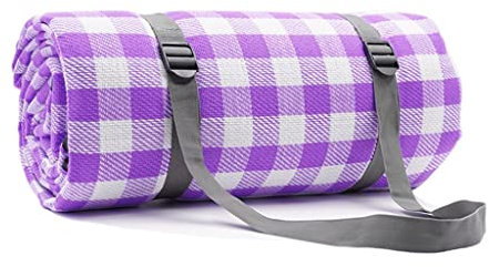 Ins Wind Warm Purple Grid Outdoor Maschinenwaschbar Picknicktuch Verdickte Faltbare Tragbare Picknickmatte Picknick-Strandmatte (Size : 300 * 300CM)