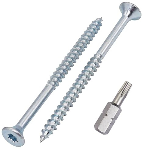SKIR'CO (60 Stück) Holzschrauben aus verzinktem Stahl 5,0 x 70 mm, Torx Senkkopfschrauben, Spanplattenschrauben, Teilgewinde