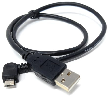 DRUT Câble de données et de Chargement à Angle Droit USB 2.0 vers Micro USB B de 0,5 m, 24 AWG, 1,6 pi
