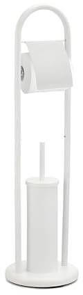 Piantana Portarotolo e Scopino Bianco, Porta Carta Igenica e Scopino da Terra, Scopino Wc con Porta Carta Igenica