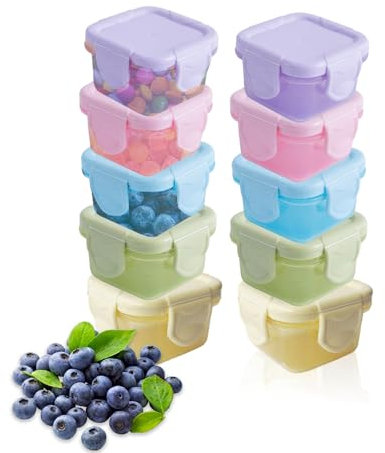 ZIOYA 10 Stück Vorratsdosen mit Deckel 60ML Mehrweg Gefrierdosen Klein Frischhaltedosen Mini Saucenbehälter Salatdressing Behälter für Salatdressing Joghurt und Snacks