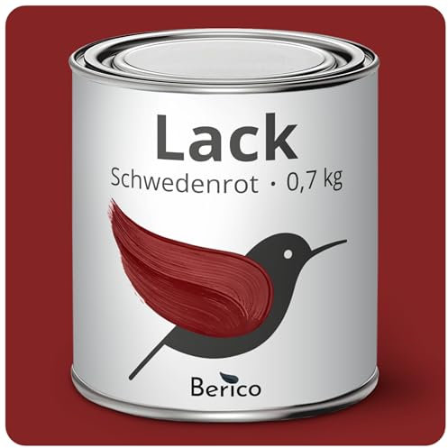 Berico Acryllack - Schwedenrot - 0,7 Kg - 4in1 Lack Buntlack Möbelfarbe Möbellack - Für Innen und Außen - Holz, Möbel, Metall & Fliesen