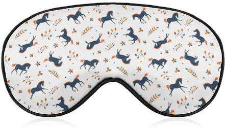 Entzückende niedliche Pferde lustige Tier-Schlafmaske mit verstellbarem Riemen, bequeme weiche Augenmaske, Schlafhilfe, lichtblockierende Augenmasken