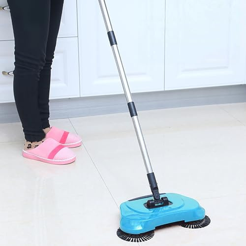 Hand Push Sweeper, 3 in 1 Manual Floor Sweeper with 2 Corner Brushes,Crumb Sweeper Vacuum Cleaner Home Cleaning Tool for Sweeping Mopping