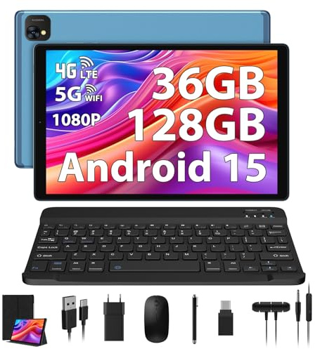PIXPEAK Tablet 10 Pulgadas 4G LTE y 5G WiFi, Android 15 Octa-Core 2.0GHz, 36GB RAM, 128GB ROM(1TB Expandible), 1980 * 1200FHD, 13MP+8MP, Tablet con Teclado etc, GPS/Bluetooth, BLU