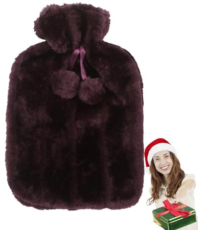 Vbnuyhim Couverture pour bouteille d'eau chaude, 2 litres, peluche douce et artificielle, mignonne housse de bouteille thermique – Housse en caoutchouc pour bouteille d'eau chaude, réchauffeur d'hiver