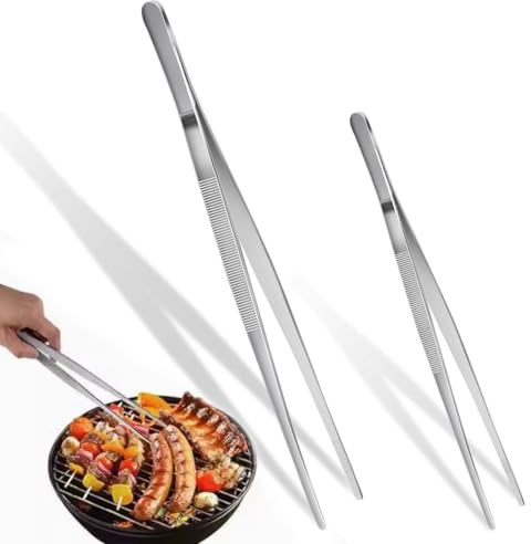 Visxcnu 2Pièces Pince Cuisine 30 cm +20 cm, Pince Cuisine INOX Professionnel, Pince de Cuisine pour Cuisiner Griller et Cuire